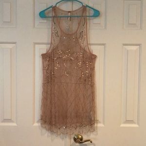 Free People Racer Back Beaded Tunic